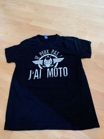 Joli t-shirt noir « Je peux pas j’ai moto » taille M